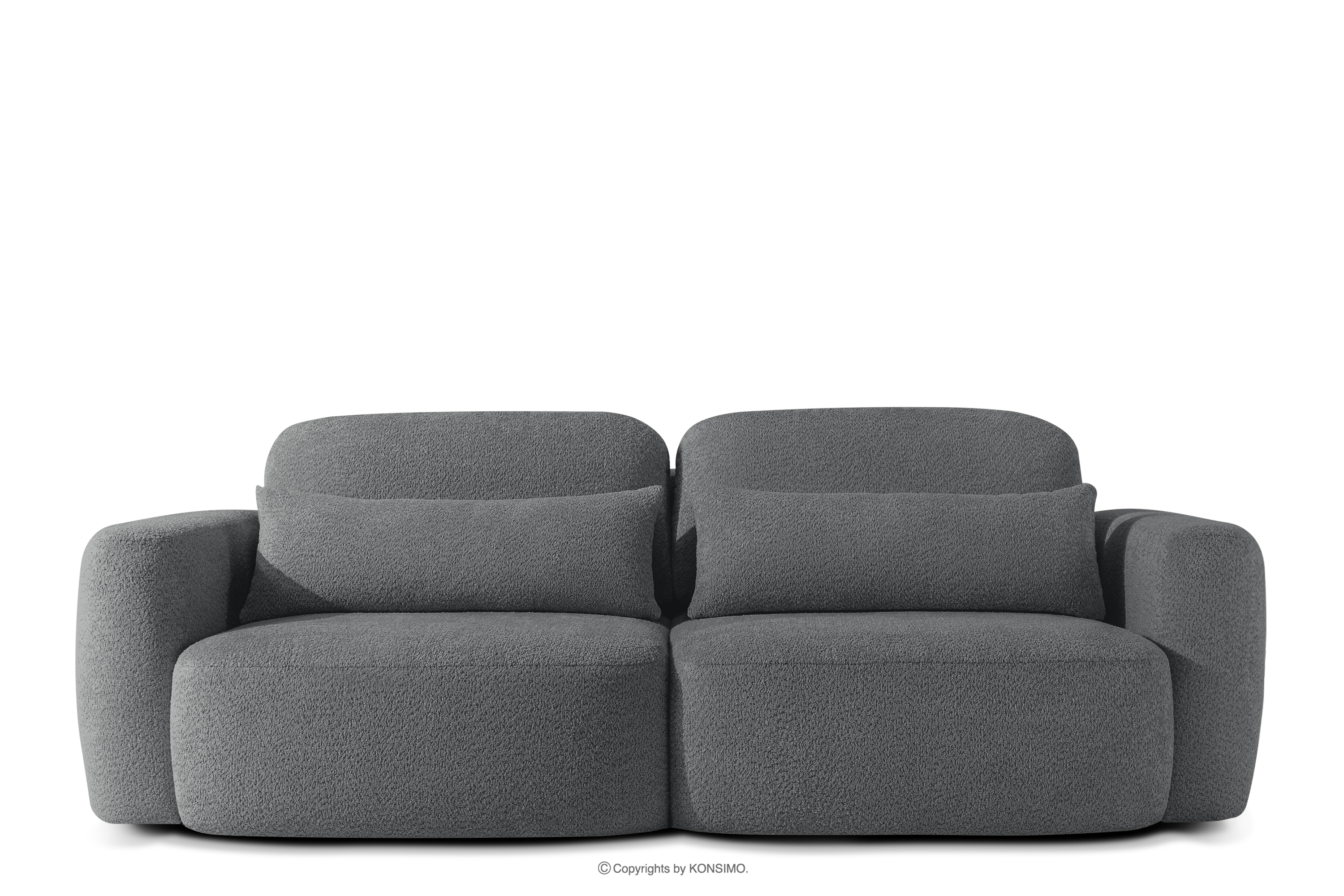 Sofa trzyosobowa w stylu japońskim w tkaninie boucle ciemny szary