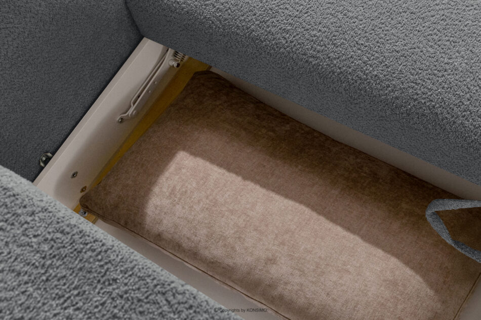 ELOSA Sofa trzyosobowa w stylu japońskim w tkaninie boucle ciemny szary ciemny szary - zdjęcie 14