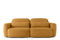 Sofa trzyosobowa w stylu japońskim w tkaninie boucle miodowy