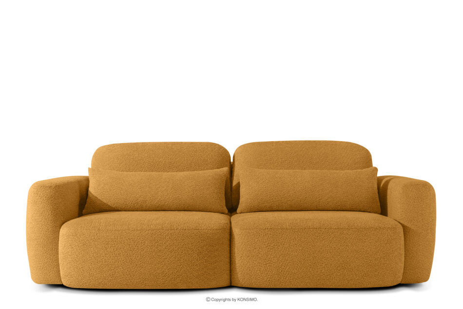 ELOSA Sofa trzyosobowa w stylu japońskim w tkaninie boucle miodowy miodowy - zdjęcie 0