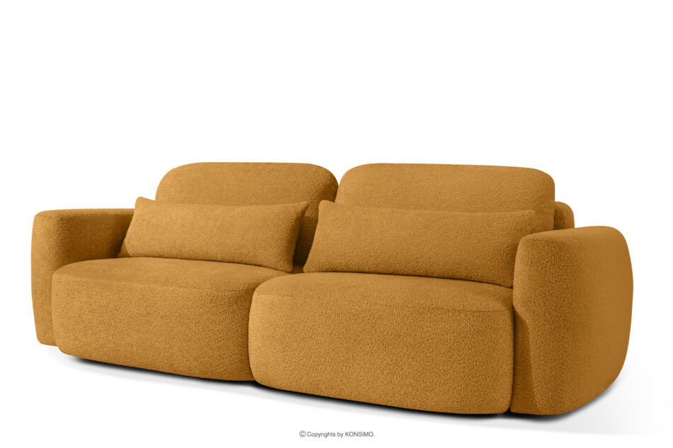 ELOSA Sofa trzyosobowa w stylu japońskim w tkaninie boucle miodowy miodowy - zdjęcie 2