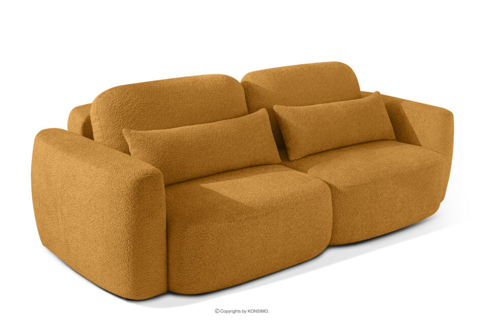 ELOSA Sofa trzyosobowa w stylu japońskim w tkaninie boucle miodowy miodowy - zdjęcie 3