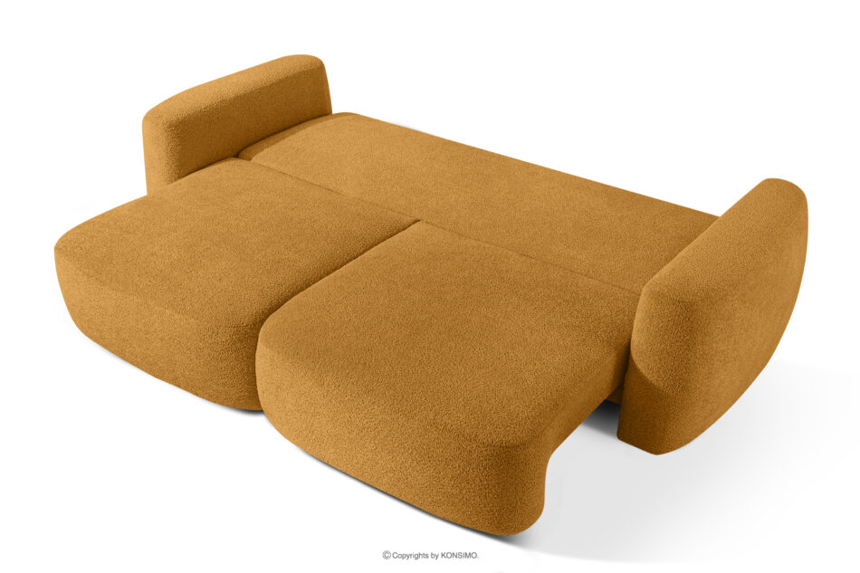 ELOSA Sofa trzyosobowa w stylu japońskim w tkaninie boucle miodowy miodowy - zdjęcie 4