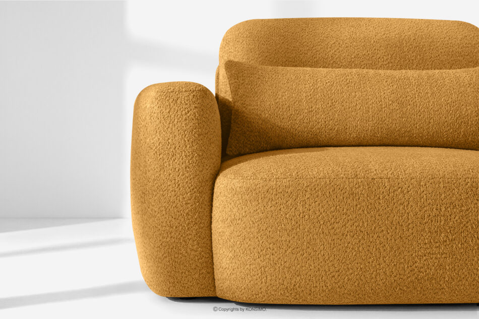ELOSA Sofa trzyosobowa w stylu japońskim w tkaninie boucle miodowy miodowy - zdjęcie 6