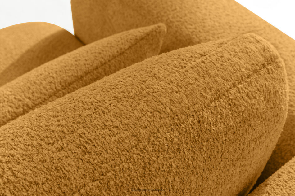 ELOSA Sofa trzyosobowa w stylu japońskim w tkaninie boucle miodowy miodowy - zdjęcie 9