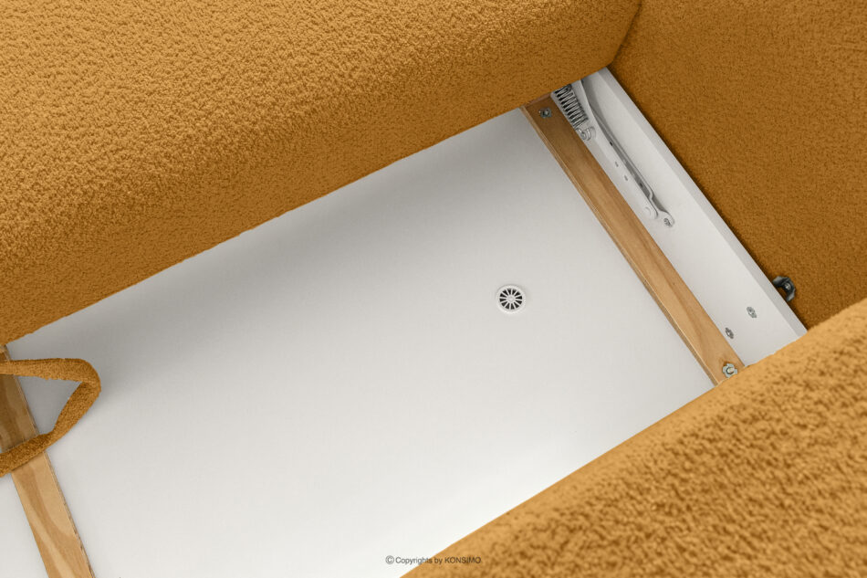 ELOSA Sofa trzyosobowa w stylu japońskim w tkaninie boucle miodowy miodowy - zdjęcie 12