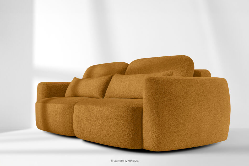 ELOSA Sofa trzyosobowa w stylu japońskim w tkaninie boucle miodowy miodowy - zdjęcie 19