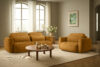 ELOSA Sofa trzyosobowa w stylu japońskim w tkaninie boucle miodowy miodowy - zdjęcie 22