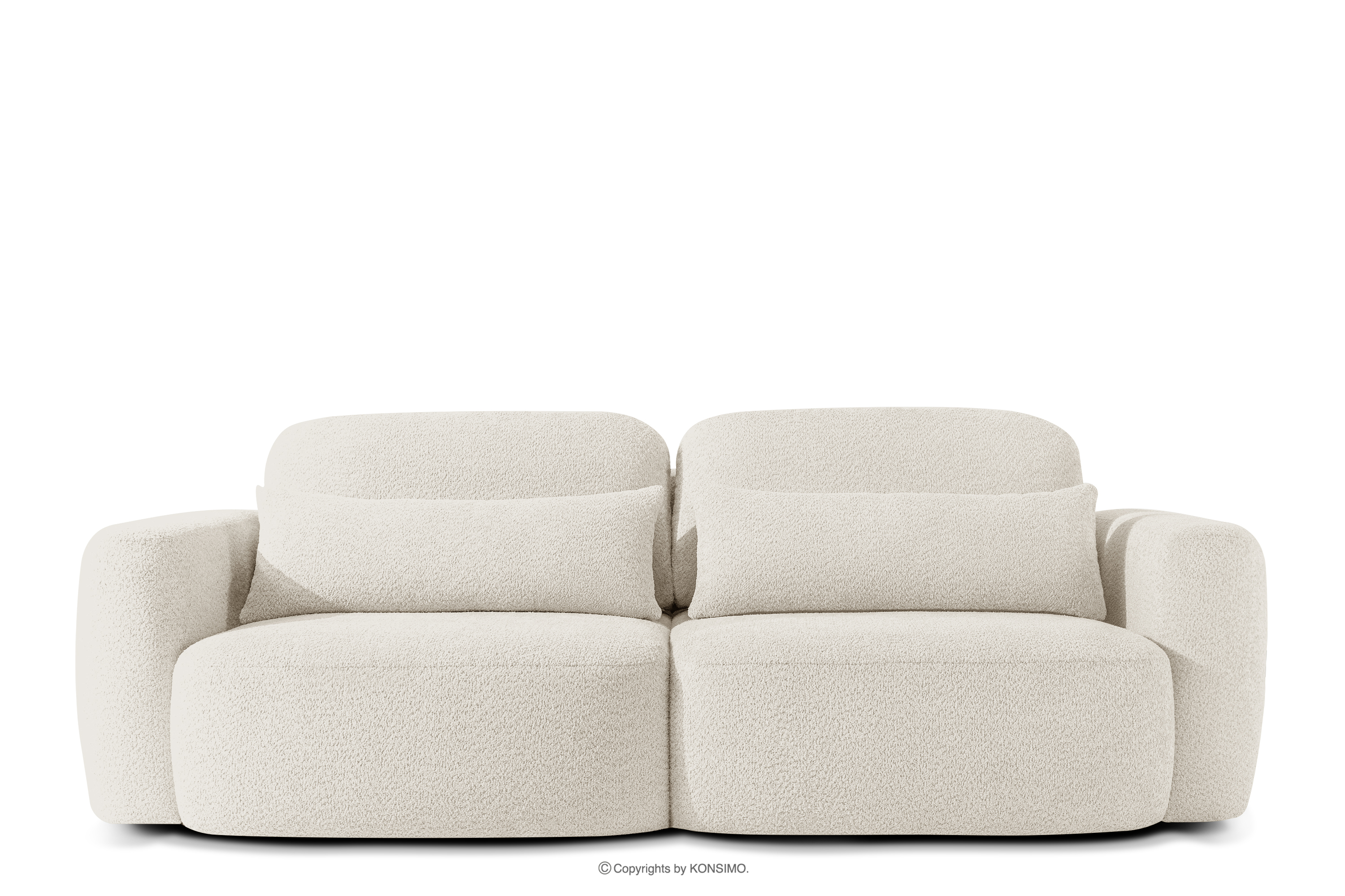 Sofa 3 japandi w tkaninie boucle biały