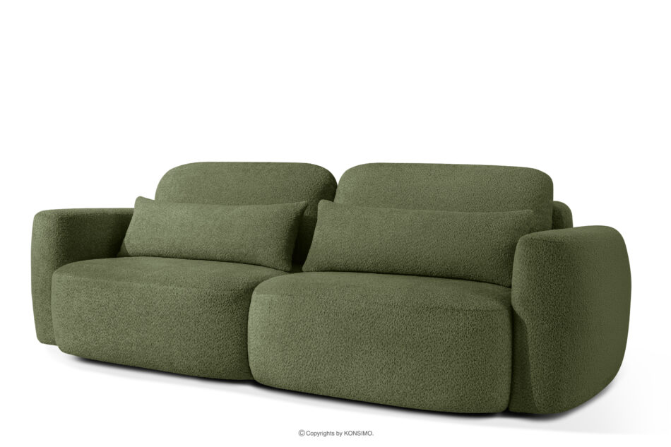 ELOSA Sofa trzyosobowa w stylu japońskim w tkaninie boucle oliwkowy oliwkowy - zdjęcie 2