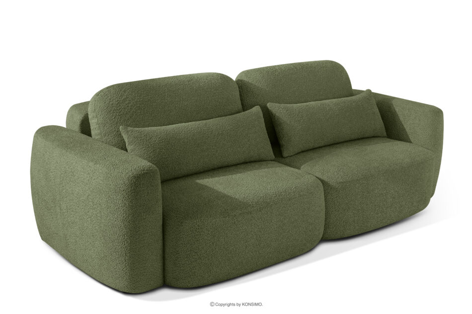 ELOSA Sofa trzyosobowa w stylu japońskim w tkaninie boucle oliwkowy oliwkowy - zdjęcie 3
