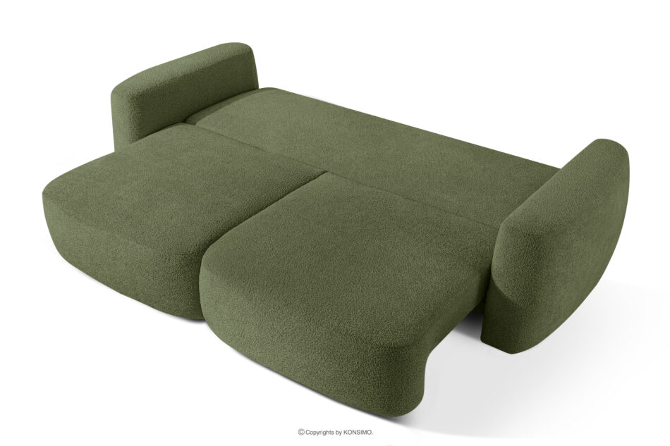 ELOSA Sofa trzyosobowa w stylu japońskim w tkaninie boucle oliwkowy oliwkowy - zdjęcie 4