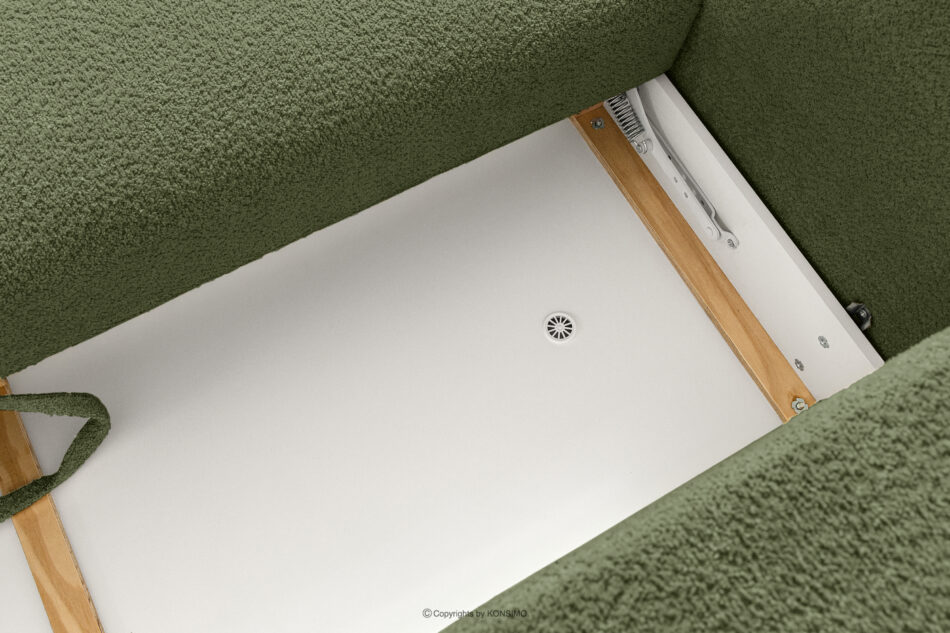 ELOSA Sofa trzyosobowa w stylu japońskim w tkaninie boucle oliwkowy oliwkowy - zdjęcie 12