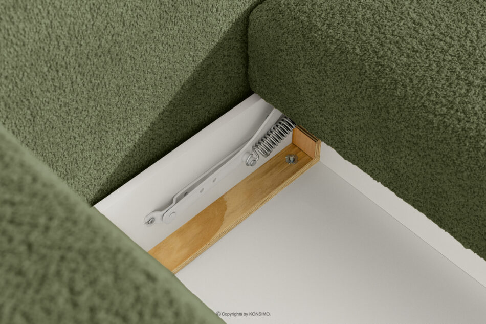 ELOSA Sofa trzyosobowa w stylu japońskim w tkaninie boucle oliwkowy oliwkowy - zdjęcie 13