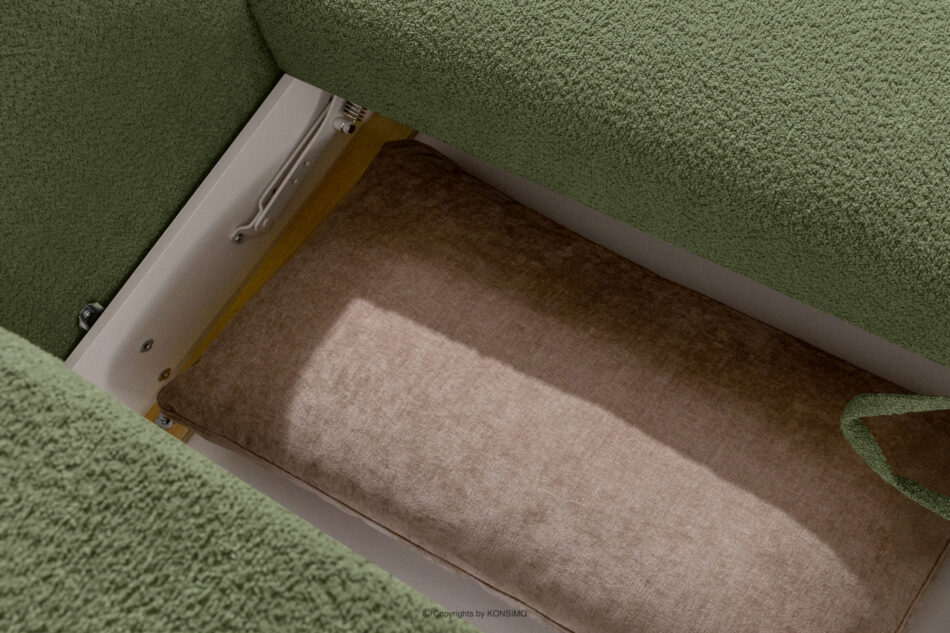 ELOSA Sofa trzyosobowa w stylu japońskim w tkaninie boucle oliwkowy oliwkowy - zdjęcie 14