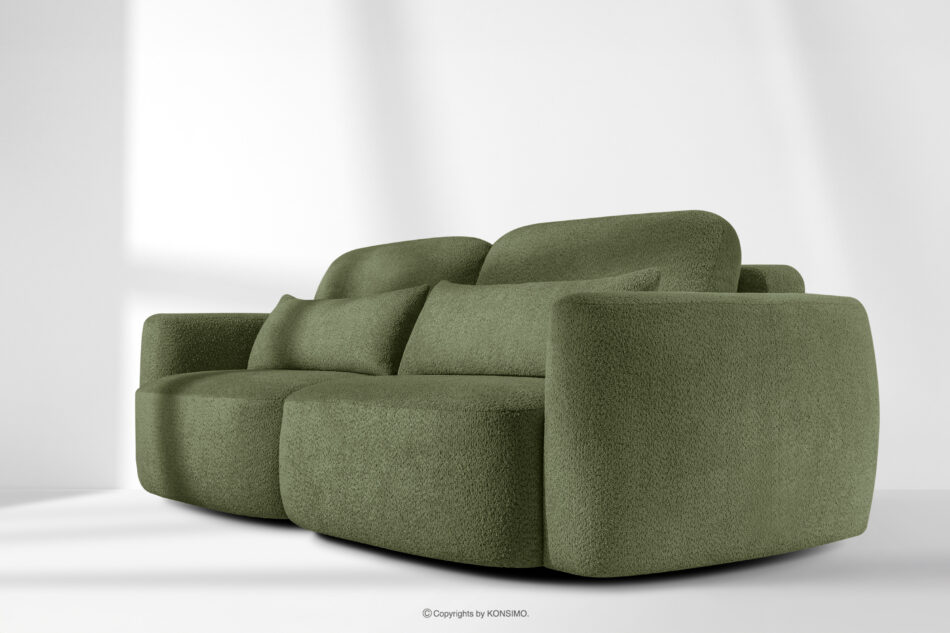 ELOSA Sofa trzyosobowa w stylu japońskim w tkaninie boucle oliwkowy oliwkowy - zdjęcie 19