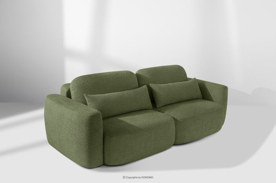 ELOSA Sofa trzyosobowa w stylu japońskim w tkaninie boucle oliwkowy oliwkowy - zdjęcie 20
