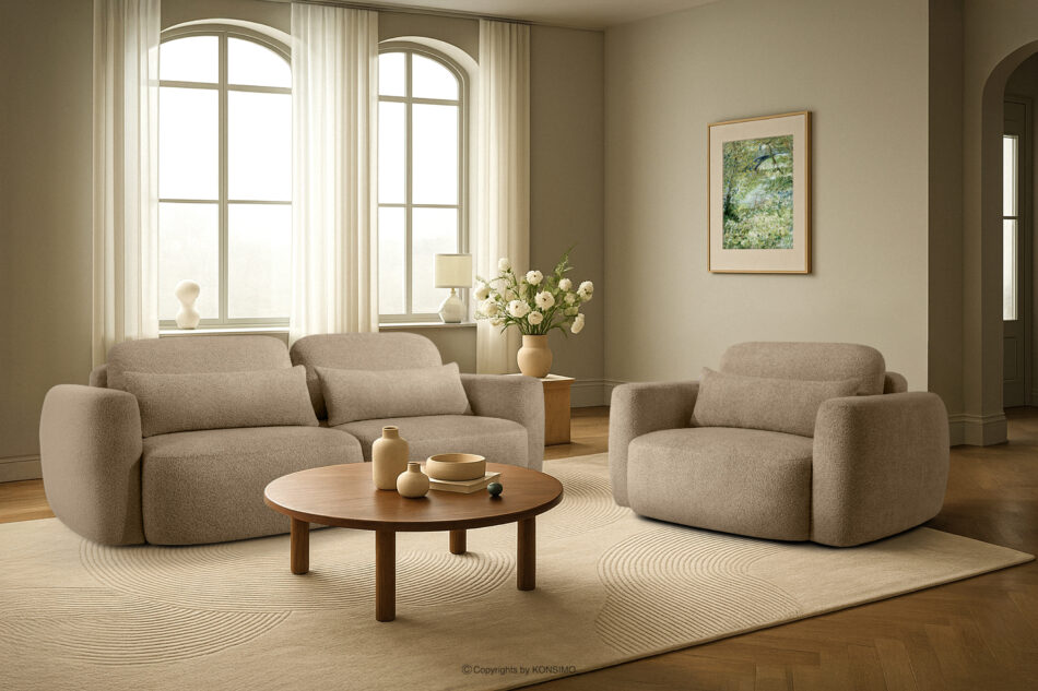 ELOSA Sofa 3 japandi w tkaninie boucle beżowy beżowy - zdjęcie 21