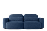 Sofa trzyosobowa w stylu japońskim w tkaninie boucle granatowy