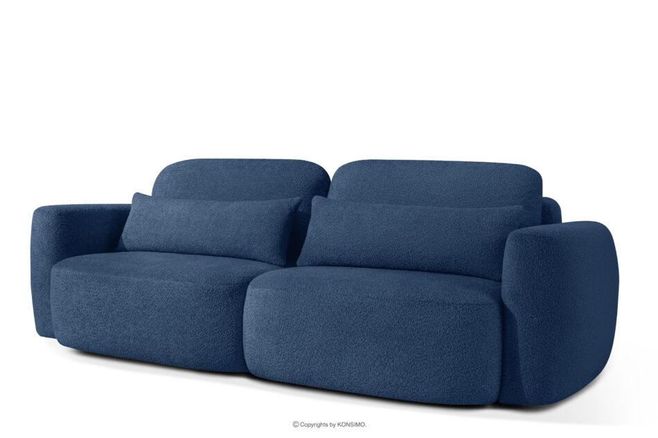ELOSA Sofa trzyosobowa w stylu japońskim w tkaninie boucle granatowy granatowy - zdjęcie 2