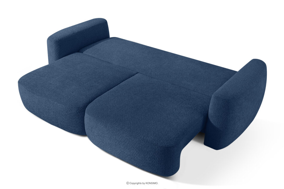 ELOSA Sofa trzyosobowa w stylu japońskim w tkaninie boucle granatowy granatowy - zdjęcie 4
