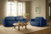 ELOSA Sofa trzyosobowa w stylu japońskim w tkaninie boucle granatowy granatowy - zdjęcie 22