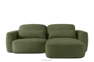 ELOSA, https://konsimo.pl/kolekcja/elosa/ Narożnik w stylu japońskim w tkaninie boucle prawy oliwkowy oliwkowy - zdjęcie