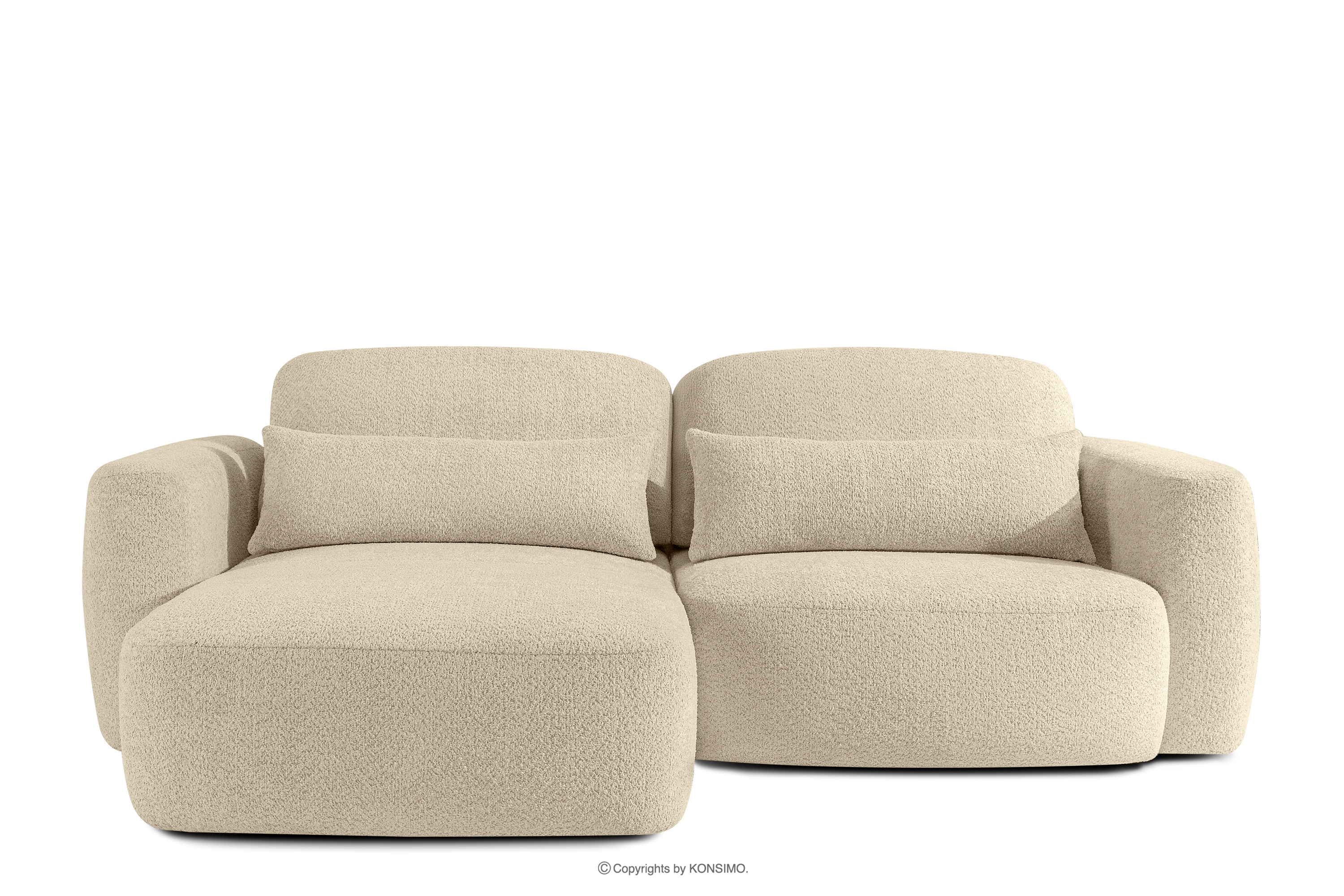 Narożnik japandi w tkaninie boucle lewy jasny beżowy ELOSA