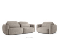 Sofa i fotel japandi w tkaninie boucle szary