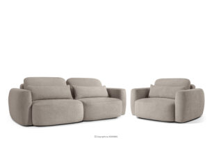 ELOSA, https://konsimo.pl/kolekcja/elosa/ Sofa i fotel japandi w tkaninie boucle szary szary - zdjęcie