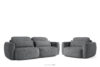 Sofa i fotel w stylu japońskim w tkaninie boucle ciemny szary