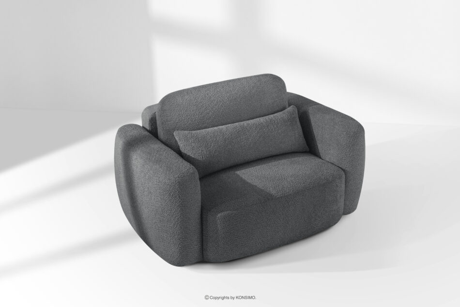 ELOSA Sofa i fotel w stylu japońskim w tkaninie boucle ciemny szary ciemny szary - zdjęcie 24