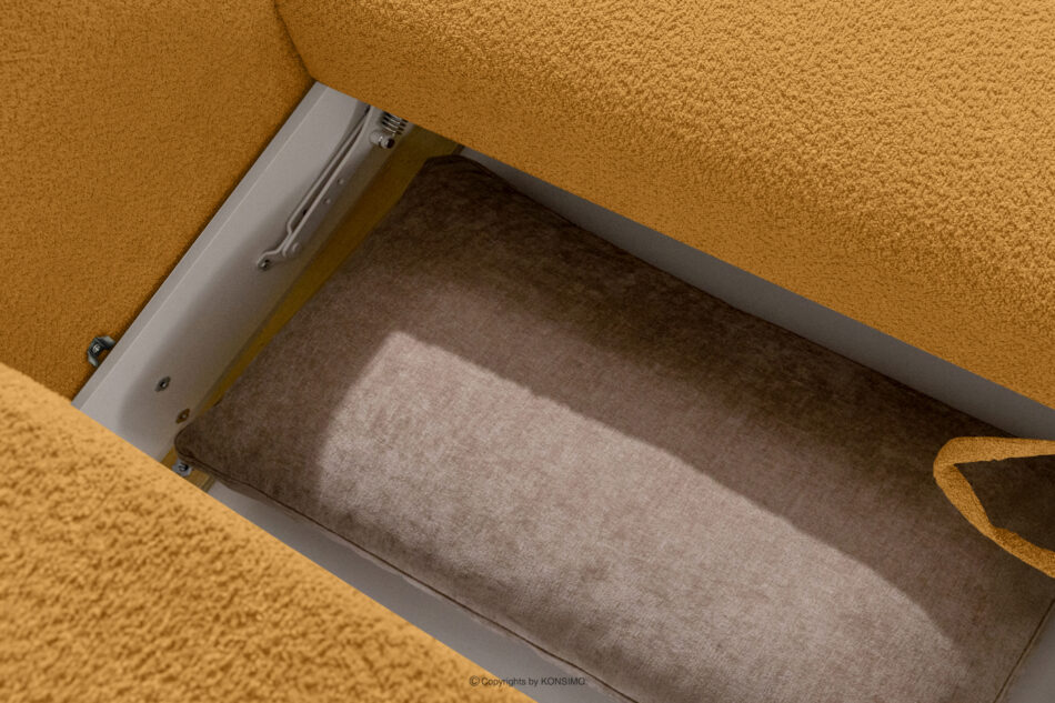 ELOSA Sofa i fotel w stylu japońskim w tkaninie boucle miodowy miodowy - zdjęcie 15