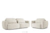 Sofa i fotel japandi w tkaninie boucle biały
