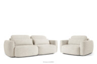 Sofa i fotel japandi w tkaninie boucle biały