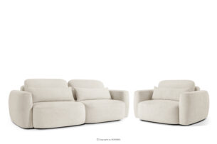 ELOSA, https://konsimo.pl/kolekcja/elosa/ Sofa i fotel japandi w tkaninie boucle biały biały - zdjęcie