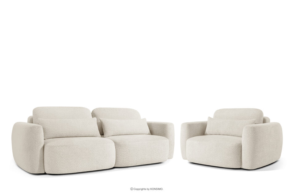 ELOSA Sofa i fotel japandi w tkaninie boucle biały biały - zdjęcie 0