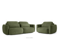 Sofa i fotel w stylu japońskim w tkaninie boucle oliwkowy