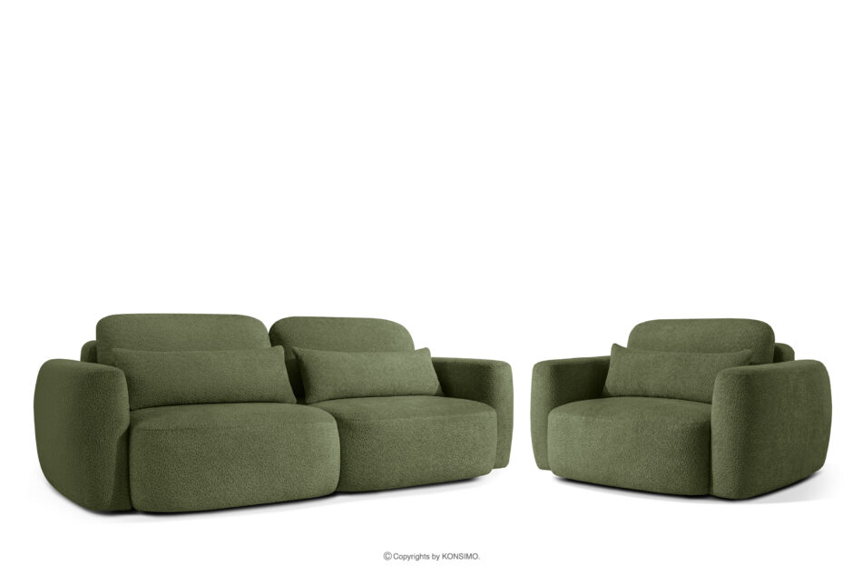 ELOSA Sofa i fotel w stylu japońskim w tkaninie boucle oliwkowy oliwkowy - zdjęcie 0