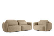 Sofa i fotel japandi w tkaninie boucle beżowy