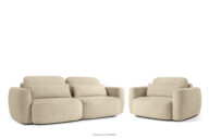 Sofa i fotel japandi w tkaninie boucle jasny beżowy