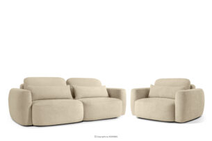 ELOSA, https://konsimo.pl/kolekcja/elosa/ Sofa i fotel japandi w tkaninie boucle jasny beżowy jasny beżowy - zdjęcie