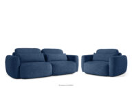 Sofa i fotel w stylu japońskim w tkaninie boucle granatowy