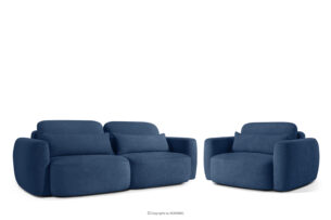 ELOSA, https://konsimo.pl/kolekcja/elosa/ Sofa i fotel w stylu japońskim w tkaninie boucle granatowy granatowy - zdjęcie