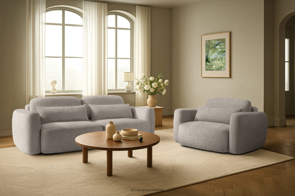 ELOSA Sofa 3 japandi w tkaninie szenil jasny szary jasny szary - zdjęcie 21