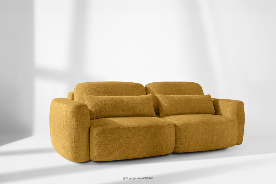 ELOSA Sofa trzyosobowa w stylu japońskim w tkaninie szenil żółty żółty - zdjęcie 20
