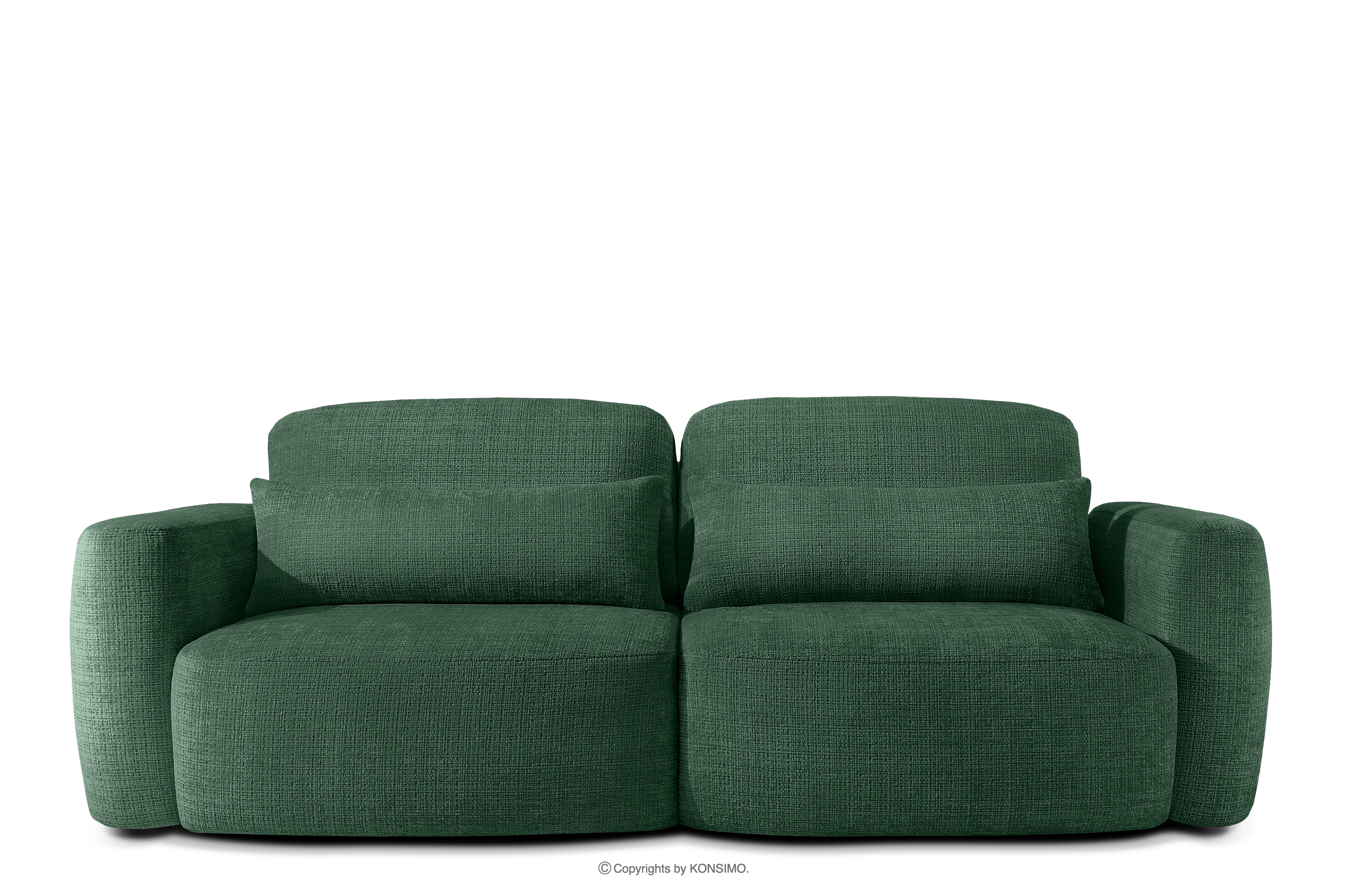 Sofa trzyosobowa w stylu japońskim w tkaninie szenil zielony