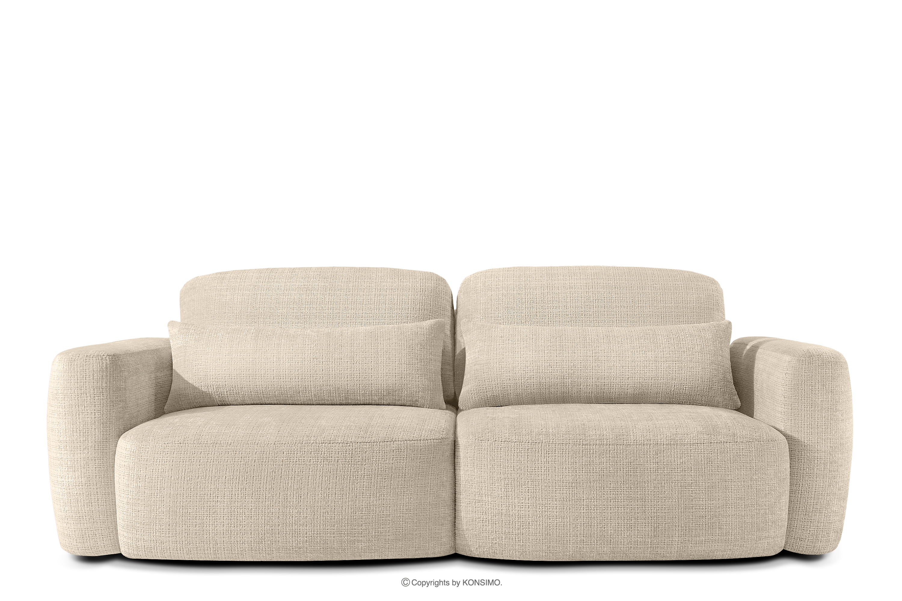 Sofa 3 japandi w tkaninie szenil kremowy