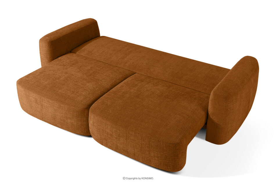 ELOSA Sofa trzyosobowa w stylu japońskim w tkaninie szenil rudy rudy - zdjęcie 4