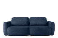 Sofa trzyosobowa w stylu japońskim w tkaninie szenil granatowy